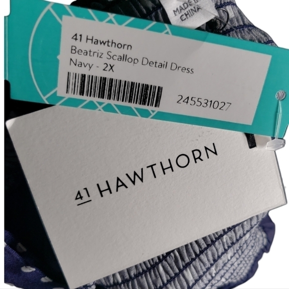 NWT 41 Hawthorne Beatriz Scallop Navy Dress Size 2X - Picture 6 of 11